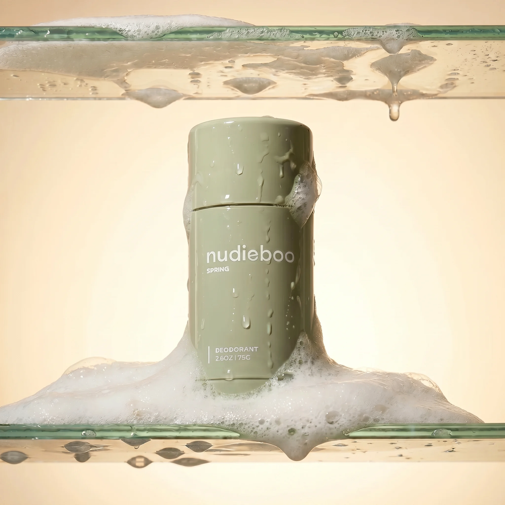 Spring deodorant in flowing water